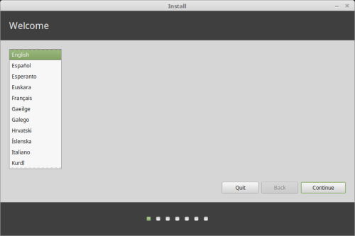Installare Linux Mint - Scelta Lingua