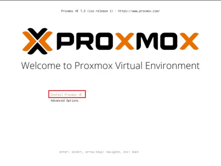 Installazione di Proxmox VE Step 1