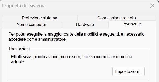File di paging - Impostazioni Avanzate